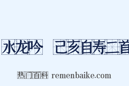 水龙吟·己亥自寿二首是什么意思的图片